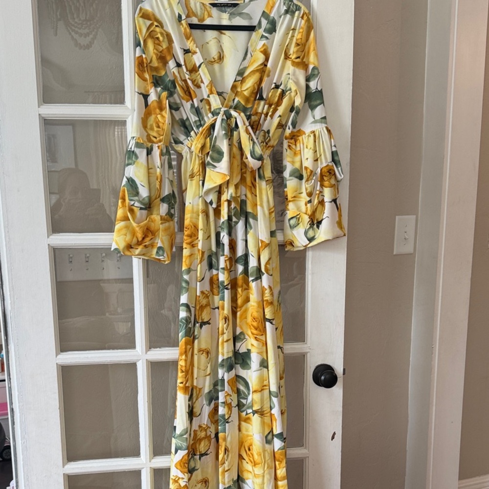 Floral Maxi Dress in Yellow and Green